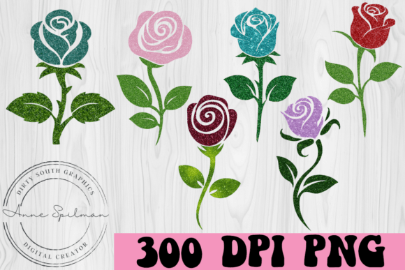 6 Glitter Roses Illustration Images for Modern Web Design