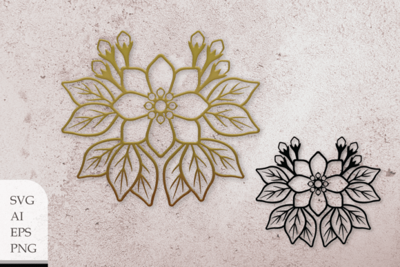 Brooch with Flowers and Leaves Graphics