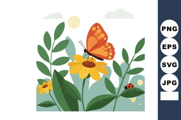 Butterfly and Ladybug Graphics for Calm Branding