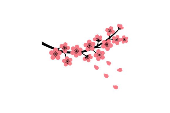 Cherry Blossom Branch with Pink Flowers