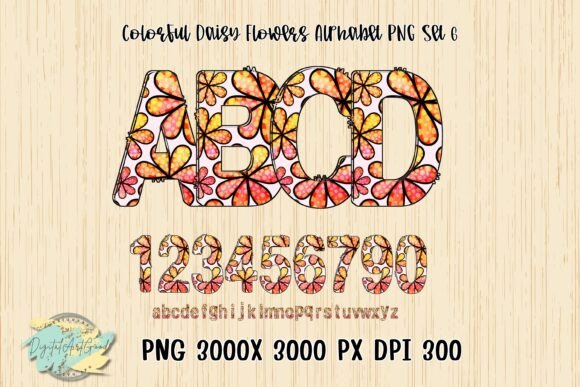 Colorful Daisy Flowers Alphabet Graphics