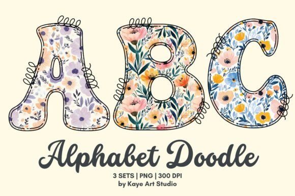 Colorful Flowers Alphabet Clipart PNG for Graphics and Illustrations