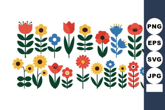 Colorful Spring Flowers Graphics for Editorial and Web Design
