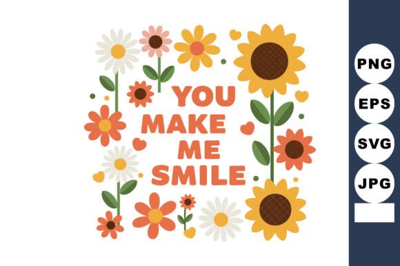 Colorful Sunflower and Daisy Flowers Wit Graphics