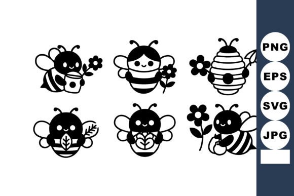 Cute Cartoon Bees Graphics for Branding and Illustrations