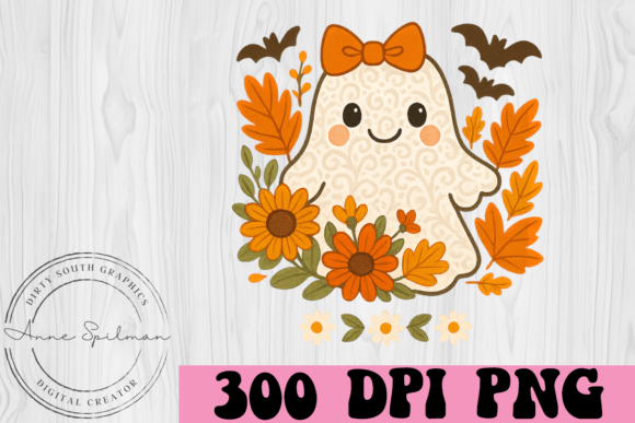 Cute Ghost Surrounded by Flowers