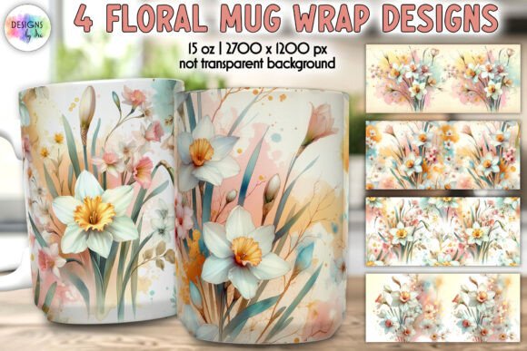 Daffodil Flowers Mug Wrap Graphics for Crafting