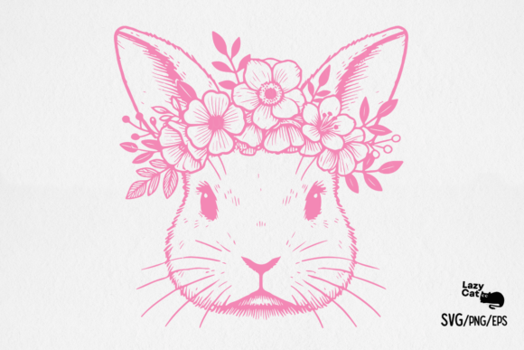Easter Bunny Flowers Graphic for Crafting