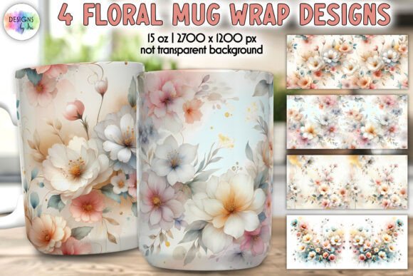 Elegant Spring Flowers Mug Wrap Graphics