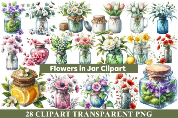 Flowers in Jar Sublimation Clipart