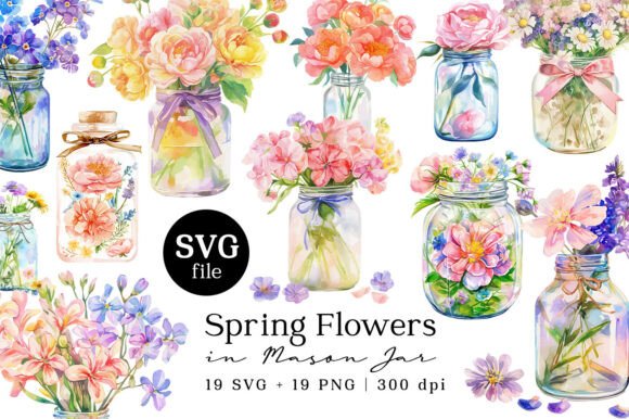 Flowers in Mason Jar Graphics for Digital Creators