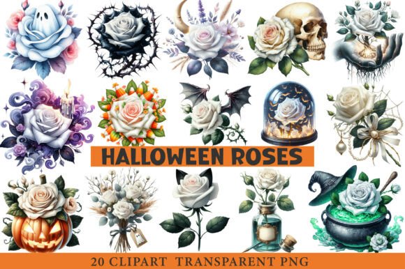 Halloween White Roses Clipart Review
