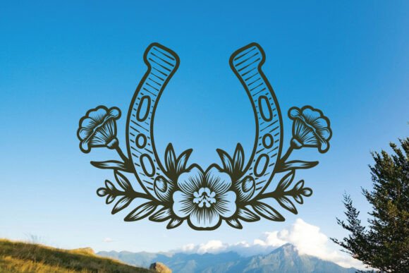 Horseshoe and Flowers Graphics