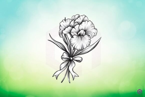Iris Flowers Birthday Month Graphics