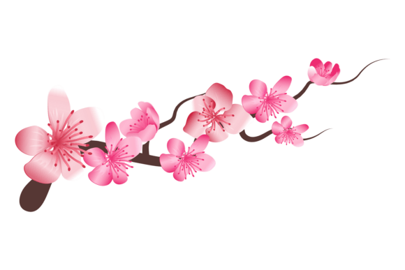 Japanese Cherry Blooming Graphics for Crafters