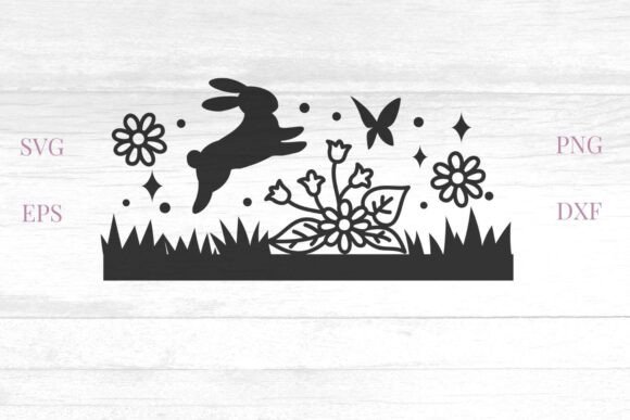 Jumping Bunny Flowers Graphics for Crafters