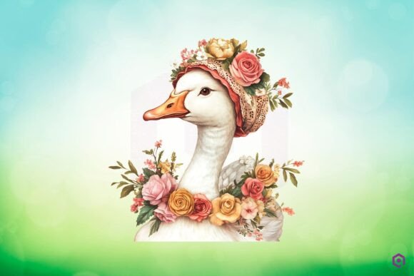 Mama Goose Wearing Bonnet with Flowers 14 Graphics