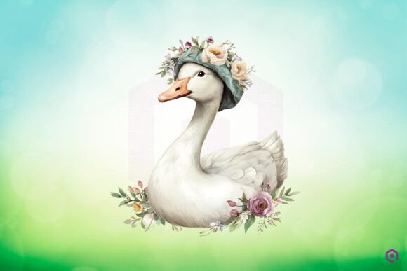 Mama Goose Wearing Bonnet with Flowers 17 Graphics