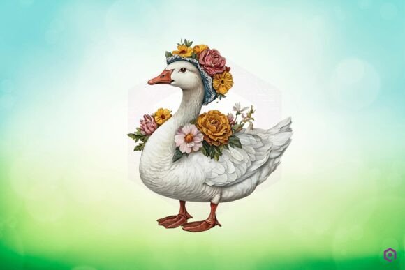 Mama Goose Wearing Bonnet with Flowers 19 Graphics
