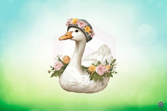 Mama Goose Wearing Bonnet with Flowers 2 Graphics