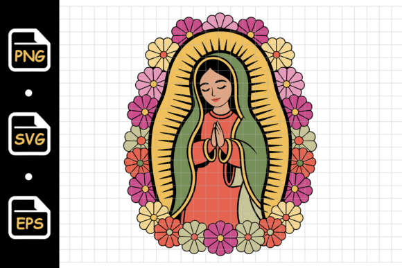 Our Lady of Guadalupe with Flowers Graphics