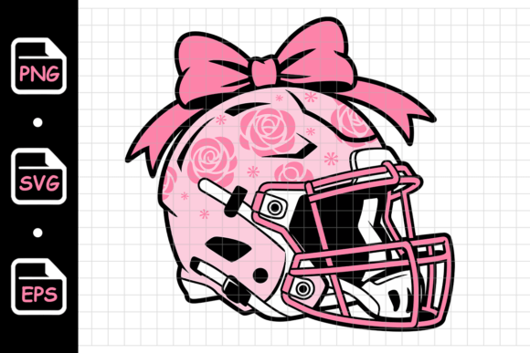 Pink Football Helmet with Bow and Roses Graphics