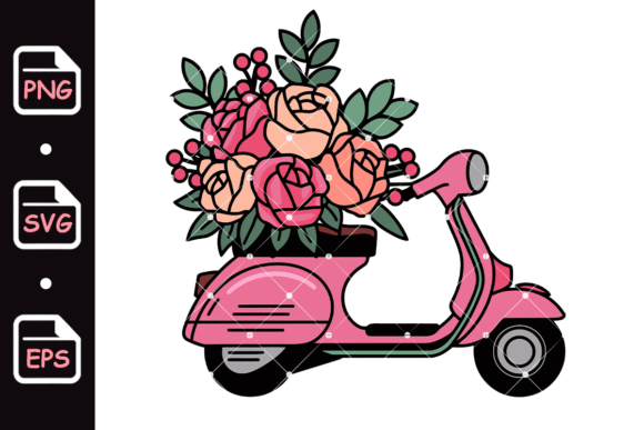 Pink Vintage Scooter with Flowers