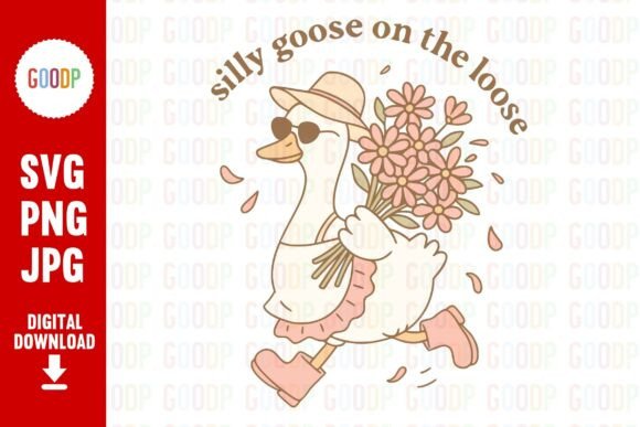 Silly Goose Holding Flowers Graphics