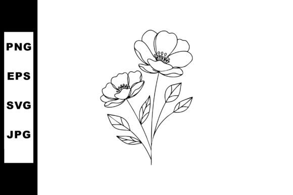 Simple Line Art of Two Flowers for Crafting