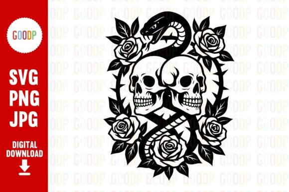 Skulls Roses SVG for Gothic Craft Projects
