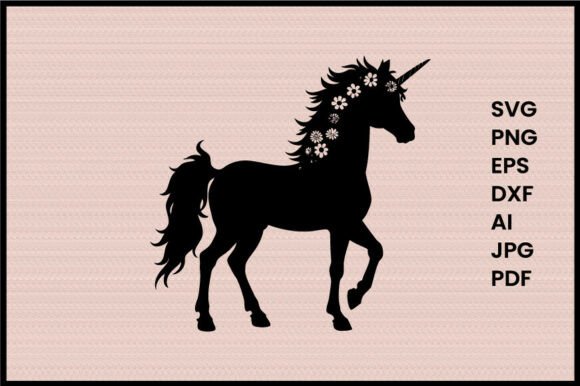 Unicorn with Flowers Graphics for Digital Sellers