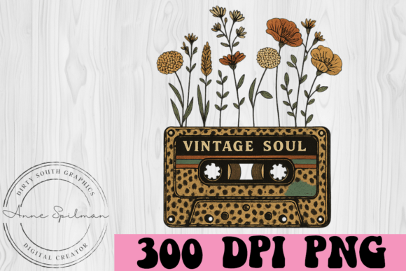 Vintage Soul Cassette Tape Flowers Graphics
