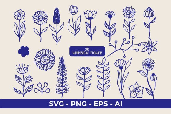 Whimsical Flowers Graphics for Branding and Marketing