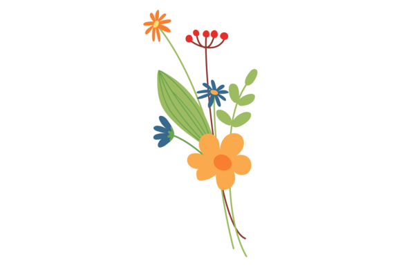 Wild Flowers Bouquet Graphics for Summer Botany Illustrations