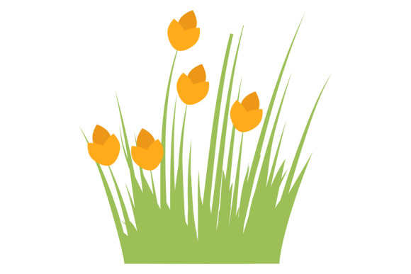 Wild Flowers in Grass Blades Graphics for Modern Design