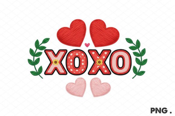 XOXO Valentine Hearts Flowers Graphics